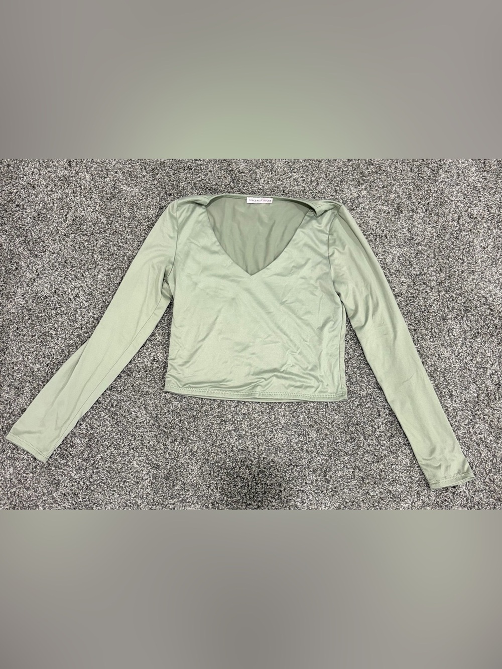 Sincerly Jules Light Sage V-Neck Long Sleeve Top